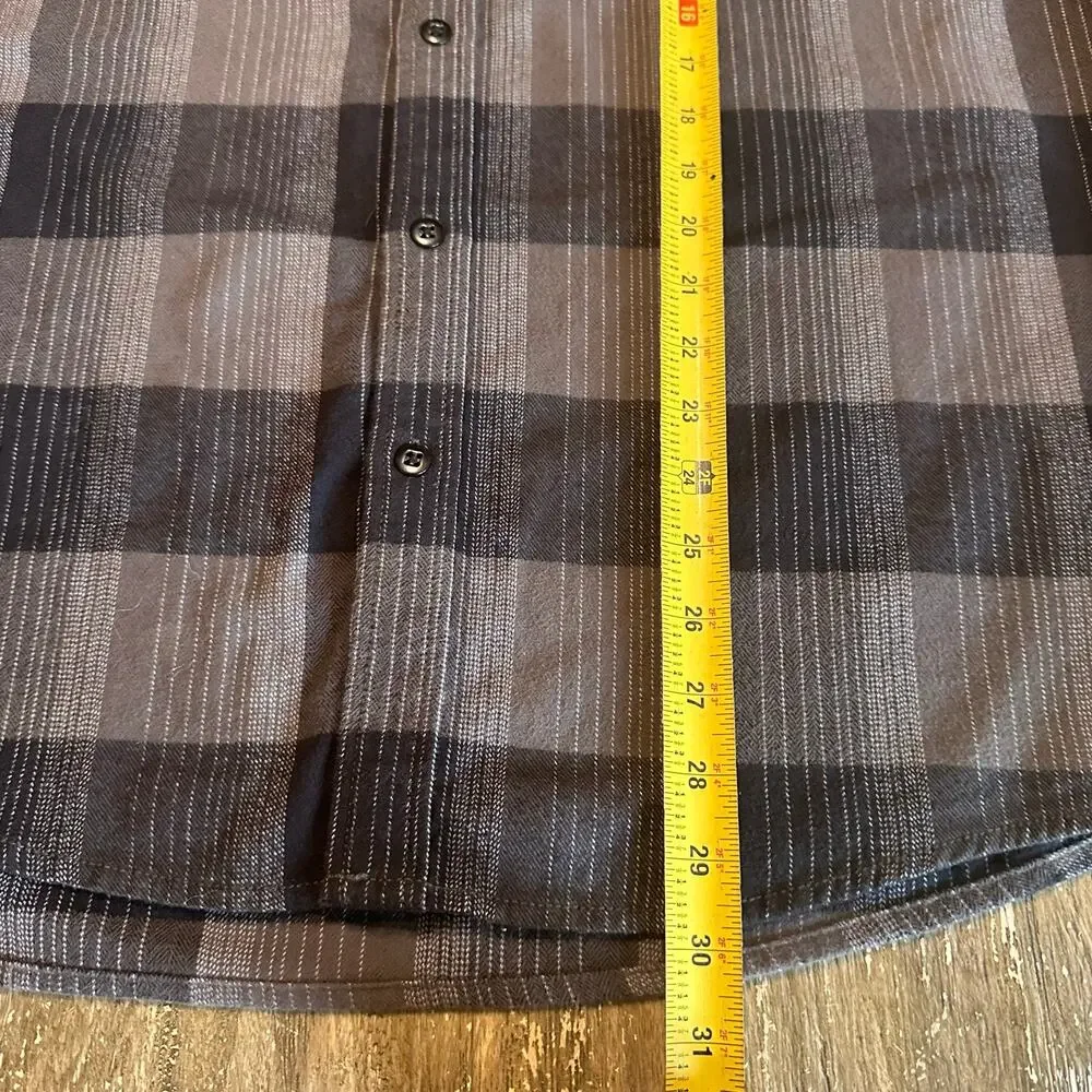 The North Face Long Sleeve Button Down Paid Flannel Shirt Gray Black Mens Size L